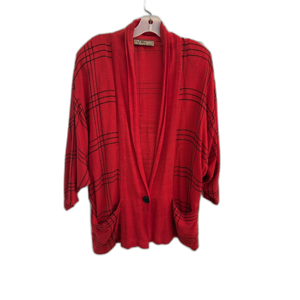 Max by Arthur Max Red Plaid Cardigan Size 16